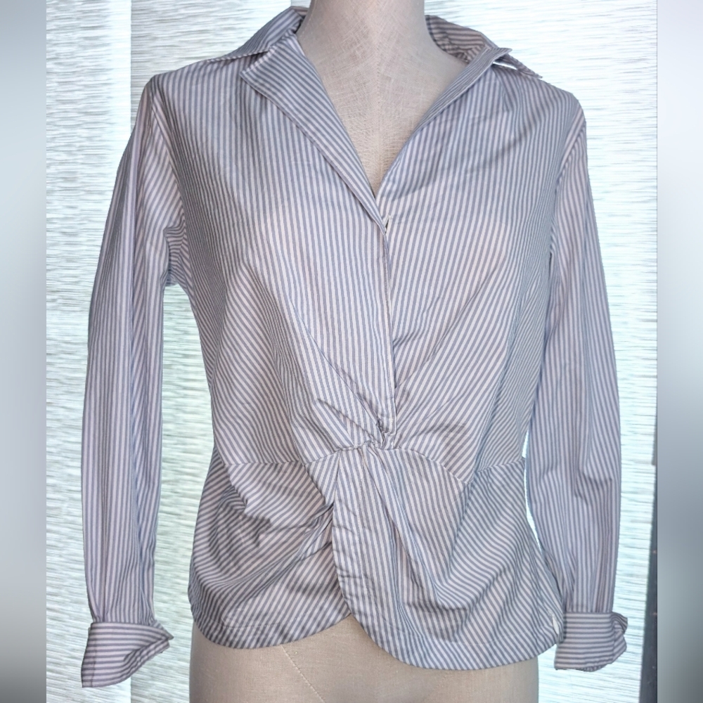 Talbots Blue and White Striped Button-Down Shirt